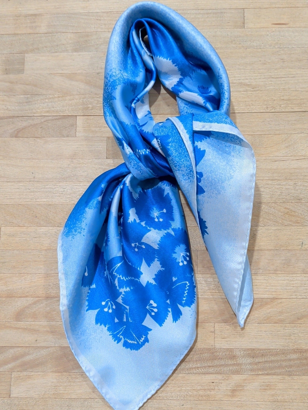 Vintage Blue Floral Square Scarf